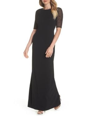 Adrianna Papell Beaded Column Gown - Black
