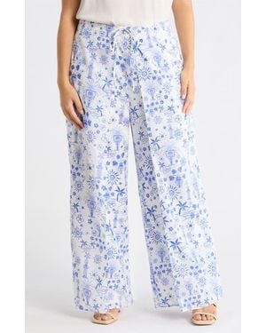 Sugarlips Azul Tropics Nature High Waist Wrap Pants - Blue