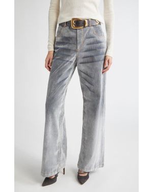 Eleventy Flocked Denim Flare Leg Jeans - Gray
