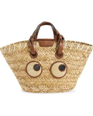 Anya Hindmarch Small Eyes Seagrass Basket Tote - Metallic