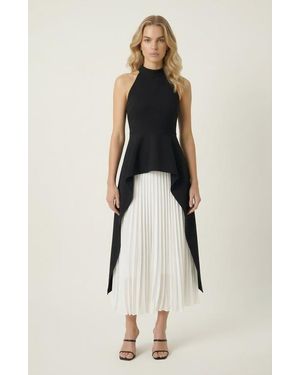 Modenaire Halter Neck Asymmetric Layered Dress - Natural