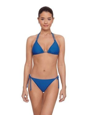 Aqua Green String Triangle Bikini Set - Blue
