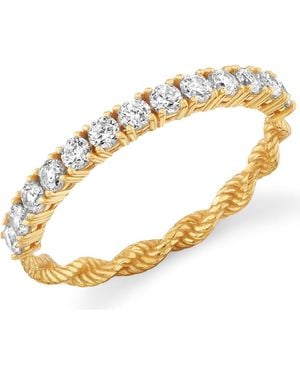 Crislu Cubic Zirconia Half Eternity Twisted Band Ring - Metallic