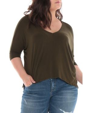 Slink Jeans Ribbed V-Neck Top - Black