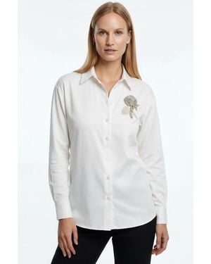 Exquise Jaelyn Embellished Long Sleeve Shirt - White