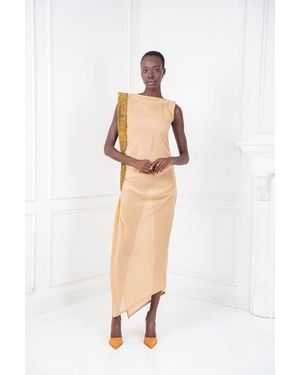 Chuks Collins The Aurelia Beaded Silk Chiffon Gown - White