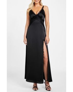 Marciano Jael Lace Detail Satin Slipdress - Black