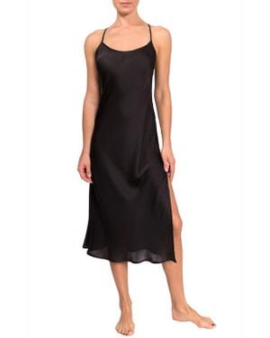 EVERYDAY RITUAL Sloan T-Back Midi Nightgown - Black