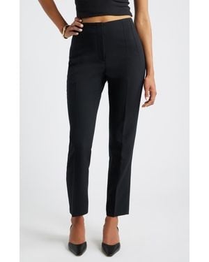 Open Edit Icon Twill High Waist Cigarette Pants - Black