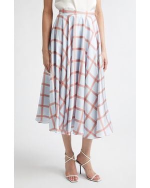 Emilia Wickstead Karima Plaid Silk Twill Skirt - White