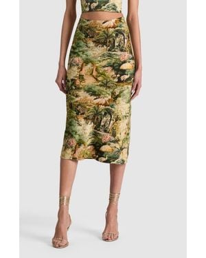 Alice + Olivia Maeve Landscape Print Midi Skirt - Green