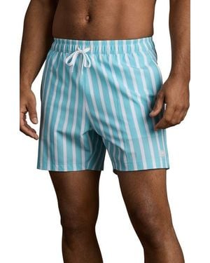 Rhone R And R Wide Stripe Swim Trunks - Blue