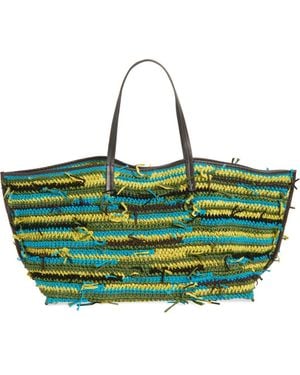 STAUD Large Christos Crochet Tote - Green