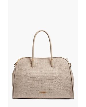 Donna Karan Satin Croc-Effect Suede Tote - Natural