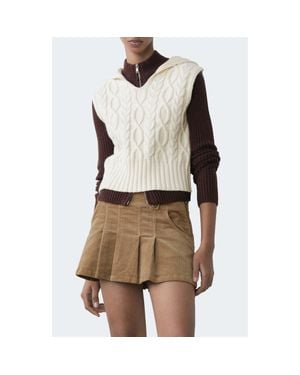 Mango Hooded Cable Vest - Natural