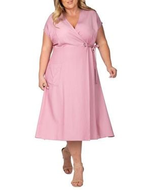 Standards & Practices Midi Wrap Dress - Pink