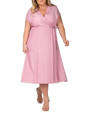 Standards & Practices Midi Wrap Dress - Pink