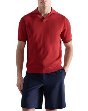 Mango Contrast Trim Piqué Polo - Red
