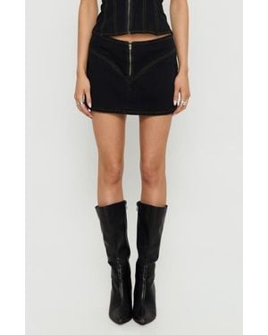 Princess Polly Capree Low Rise Denim Miniskirt - Black