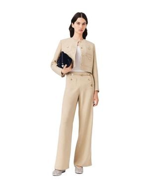 Maje Linen Blend Suit Pants - Natural