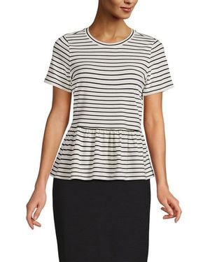 Lands' End Short Sleeve Lightweight Jersey Crew Neck Peplum Tee - Multicolor