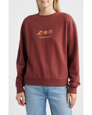 Rip Curl Sunset Surf Relaxed Cotton Graphic Sweatshirt - Red