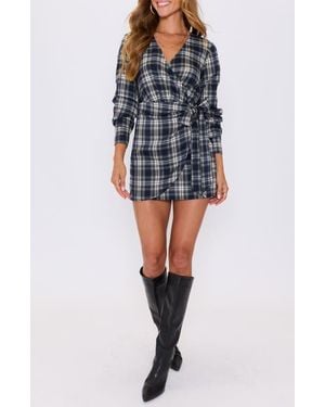 Vici Collection Collette Wrap Front Long Sleeve Mini Shirtdress - Black