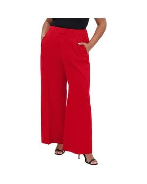 City Chic Clea Pleat Front Pants - Red