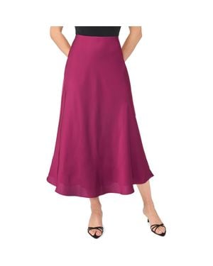 Cece Bias Cut Satin Midi Skirt - Purple
