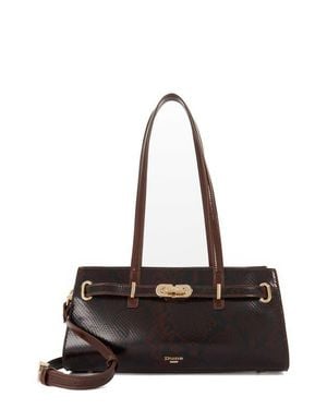 Dune Depend Croc Embossed Leather Shoulder Bag - Black