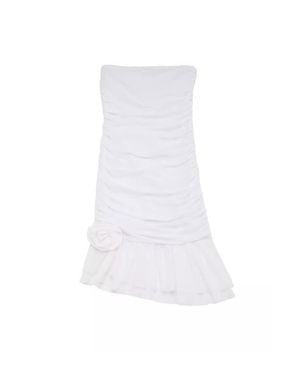 Theme Silvie Mesh Ruffle Rose Dress - White