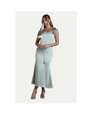 Oasis Satin Bridesmaid Midi Dress - Blue