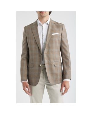 BOSS Hutson Slim Fit Plaid Wool Sport Coat - Brown