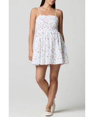 Florence By Mills Fit & Flare Smocked Minidress - White