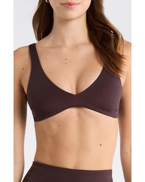 Left On Friday Plunge Bikini Top - Brown