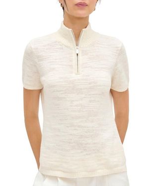 ALIGNE Stevie Half Zip Linen & Organic Cotton Sweater - White