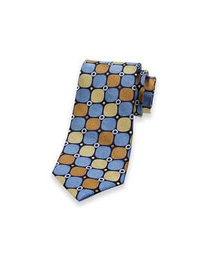 Paul Fredrick Patterned Woven Silk Tie - Blue