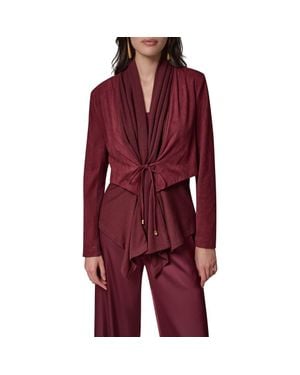 Donna Karan Mixed Media Faux Suede Jacket - Red