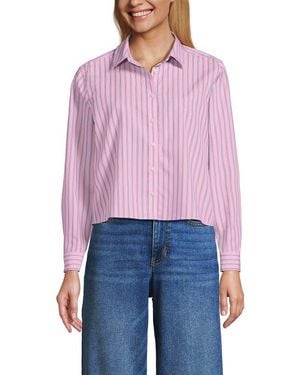Lands' End No Iron Boxy Cropped Shirt - Red