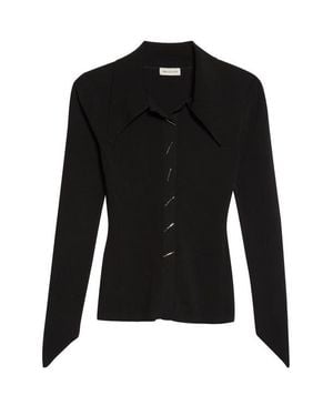 GRACE LING Angular Ribbed Cardigan - Black