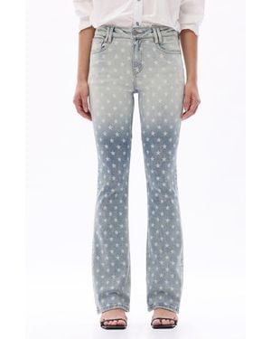 Bayeas Star Print Bootcut Jeans - Gray