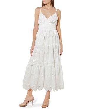 FREEMARKET Eyelet Embroidery Midi Dress - White