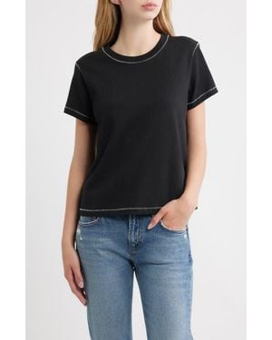 Rails Girlfriend Cotton T-Shirt With Contrast Stitching - Black