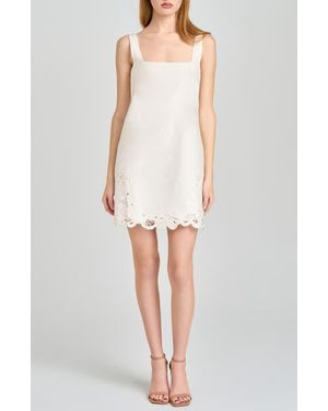 Wayf Katarina Eyelet Embroidered Stretch Cotton Minidress - White