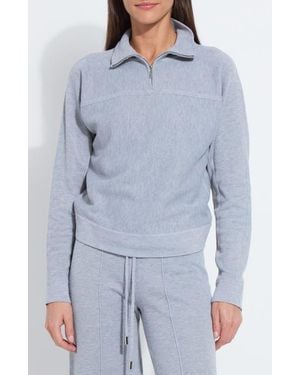Lyssé Viola Knit Half Zip Lounge Sweatshirt - Blue
