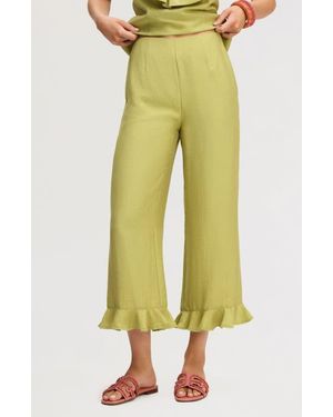 Sam Edelman Ruffle Hem Ankle Pants - Yellow