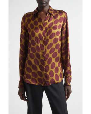 Dries Van Noten Chowy Fountain Of Eggs Print Twill Button-Up Shirt - Brown
