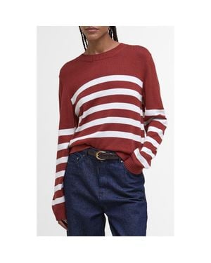 Barbour Stripe Cotton Blend Sweater - Red
