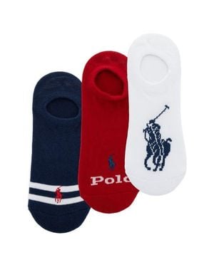 Polo Ralph Lauren Assorted 3-Pack Cotton Blend No-Show Socks - Red