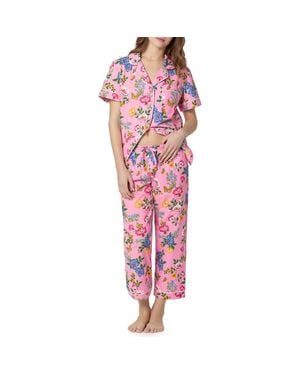 Bedhead Print Organic Cotton Poplin Crop Pajamas - Red
